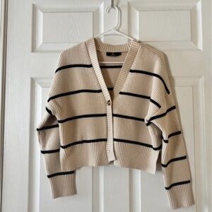 Beige Stripped Cardigan